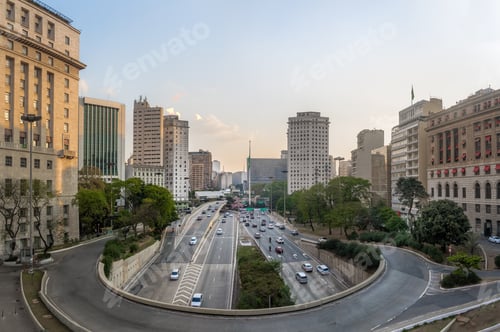 Preview: 23 de Maio Avenue view from view from Viaduto do Cha (Tea Viaduct) - Sao Paulo, Brazil
