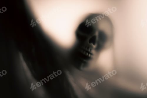 Preview: Shadow blur of horror skeleton. Halloween background.