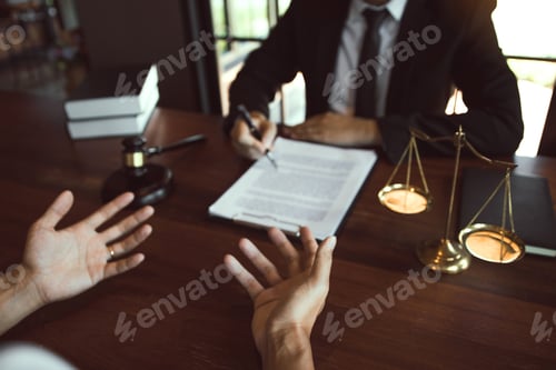 Preview: Clients come to seek advice for the law regarding privacy violations with the lawyer at the office.