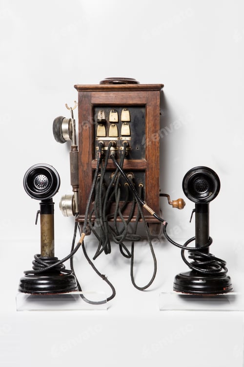 Preview: Old telephone isolated on white