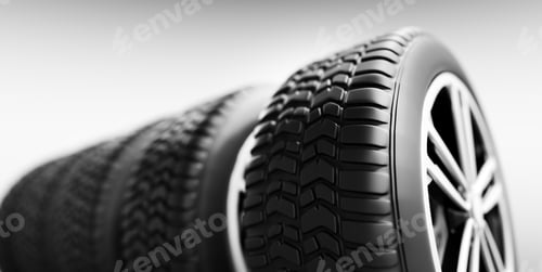 Preview: Wheels with modern alu rims on white background