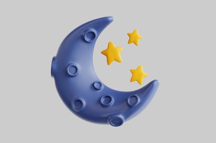 Crescent moon and stars