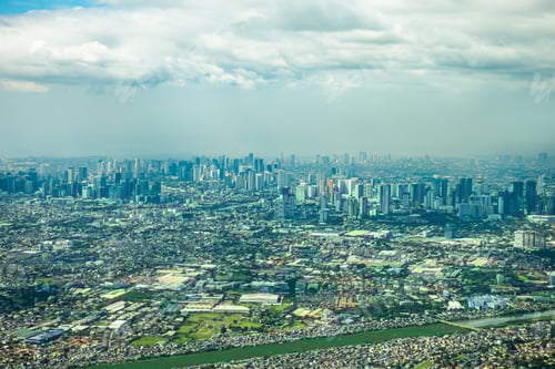 Preview: Aerial high panorama beautiful landscape view of central Metro Makati Manila city in Philippines