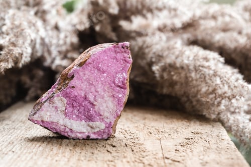 Preview: Spherocobaltite Cobalt Mineral Gem Stone on Wood