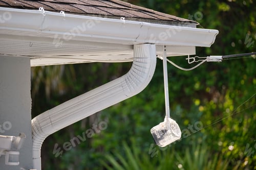 Preview: Motion sensor with light detector mounted on exterior wall of private house