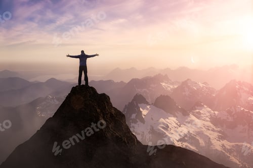 Preview: Adventure Composite. Adventurous Man with Open Hands