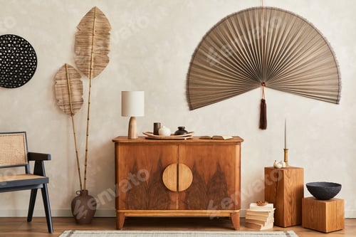 Preview: Japandi concept of living room interior