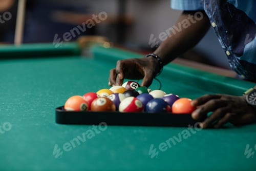 Preview: Setting Up Billiard Balls on Green Pool Table