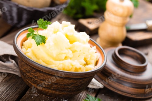 Preview: Mashed potato. Potato mash with butter and milk. Boiled potato. Potato puree
