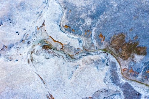 Preview: Aerial drone view of abstract natural winter pattern