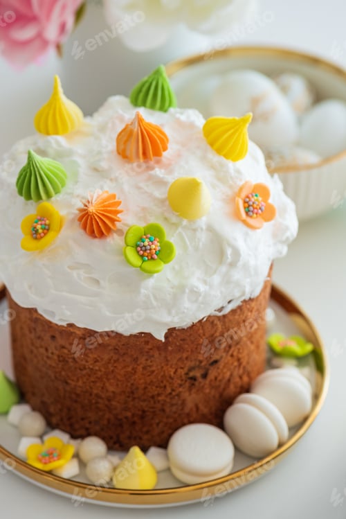 Preview: Traditional Easter Cake with Eggs. Festive Holiday Dessert
