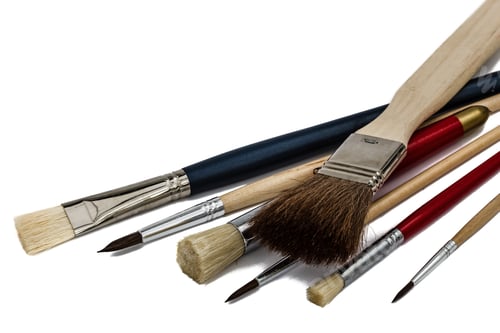 Preview: Set of paint brushes, isolated on white background