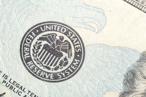 Preview: Close-up view of the Federal Reserve System seal on US currency note captures the essence of finance