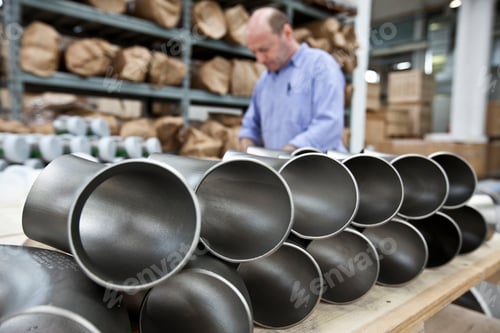 Preview: A focused craftsman inspecting products in a workshop