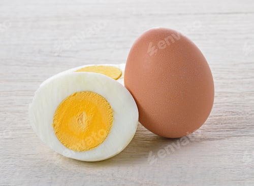 Preview: boiled egg on wooden