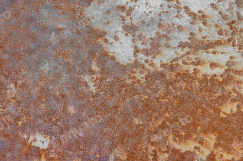 Preview: Red Rusted Metal, Grunge Distressed Metallic Surface Texture Background.