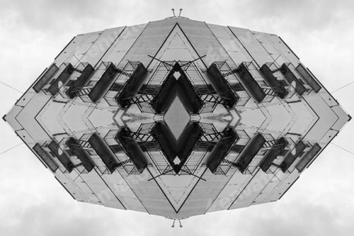 Preview: The Abstrac Geometric Background Of A Pattern Of Balconies And Fire Escapes In Modern Apartment