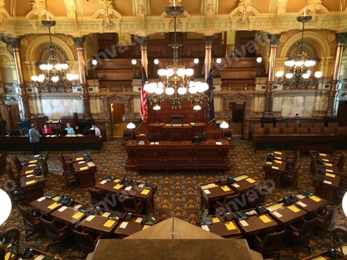 Preview: Visiting The Kansas Senate ready for session in Topeka Kansas with USA politics while traveling