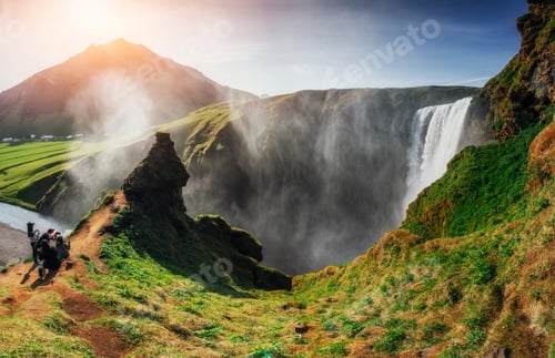 Preview: Great waterfall Skogafoss in south of Iceland near