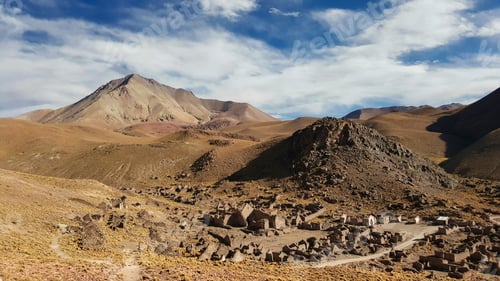 Preview: A mountain range with a small village in the valley