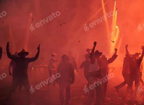 Preview: CUBA - DECEMBER 28, 2018: people participating in Popular firework party in Cuba