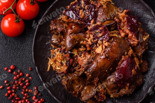 Preview: Chicken, duck, or goose liver with plums, onions, and spices. Chicken liver
