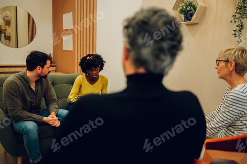 Preview: African american woman talking about her mental health on a group therapy session