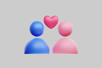 Preview: Couple connection heart symbol pink blue