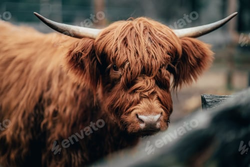Preview: Close up of a Scottish highland cow in a paddock