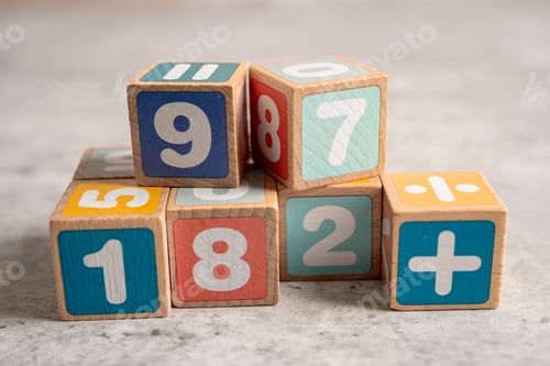 Preview: Math number colorful on white background, education study mathematics learning teach concept.