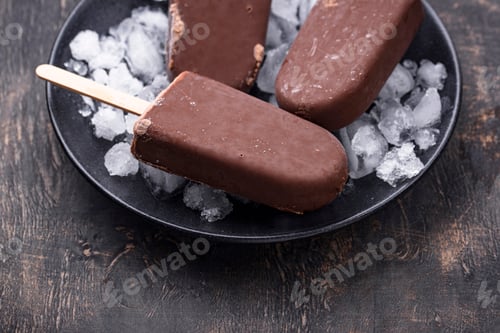Preview: Chocolate ice cream popsicles in glaze