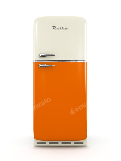 Preview: Retro fridge isolated on white background 3D rendering