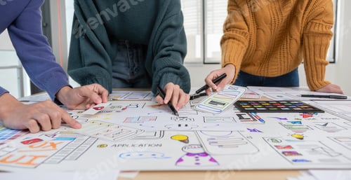 Preview: Application development team Brainstorming meeting and discussion to plan the design of ux ui and