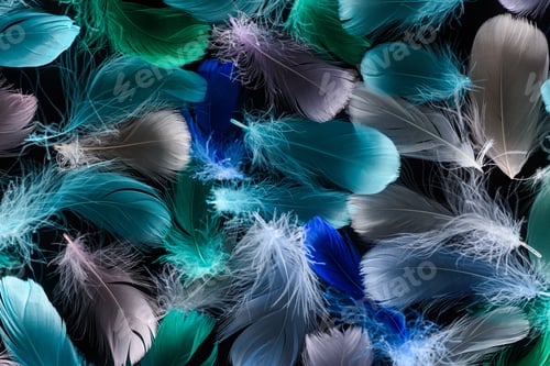 Preview: seamless background with multicolored bright plumes isolated on black