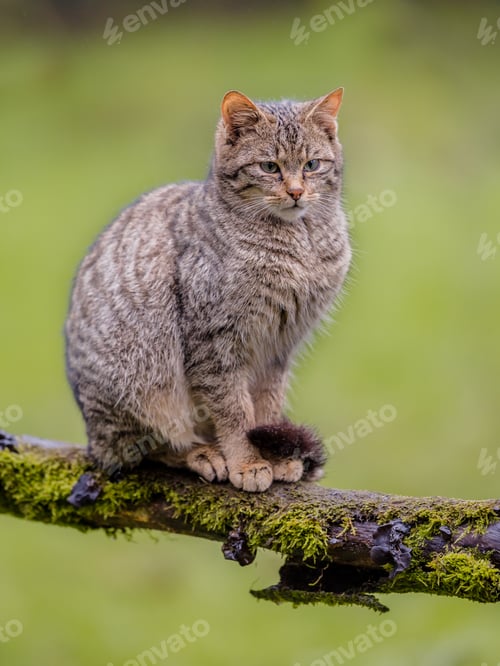 Vista previa: European wild cat sitting on a branch