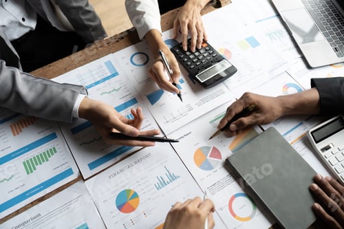 Preview: Startup business meeting to analyze and discuss the situation on the financial report in the