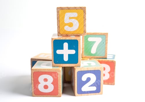Preview: Math number colorful on white background, education study mathematics learning teach concept.