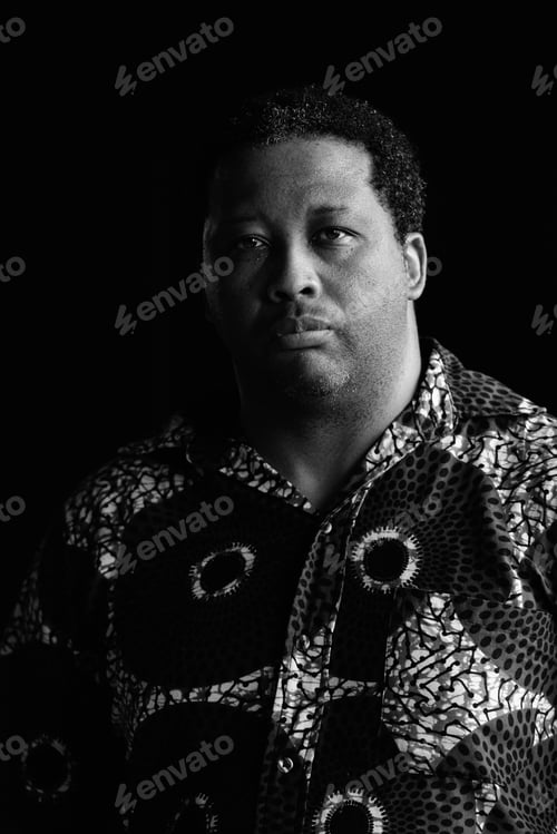 Preview: Black and white portrait of handsome black man