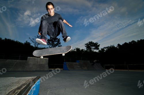 Preview: Skateboarder on a flip trick