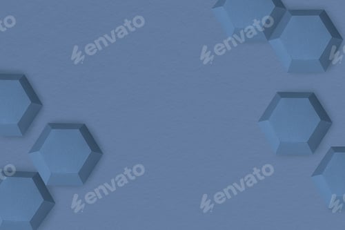 Preview: Blue paper craft hexagon patterned template