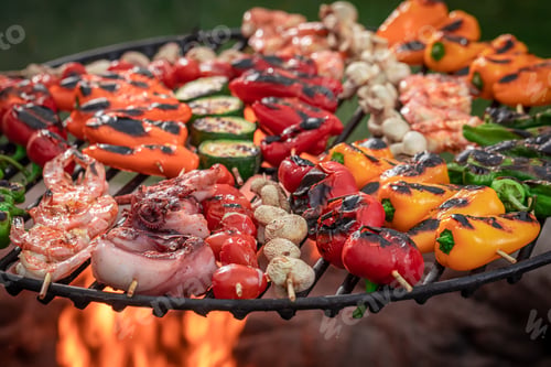 Preview: Hot and fresh roasted shashlik as healthy snack for bbq.