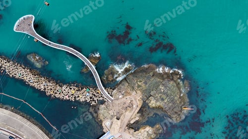 Preview: an aerial view of a bridge and a body of water