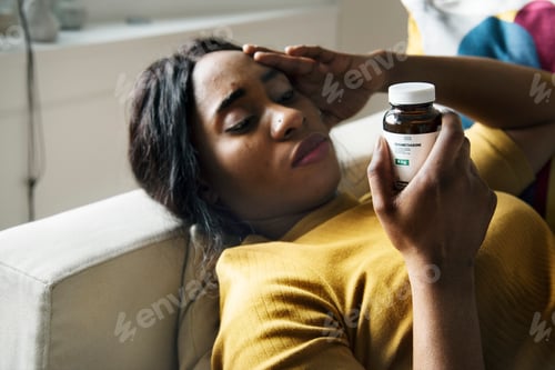 Preview: Black woman headache and sleeping