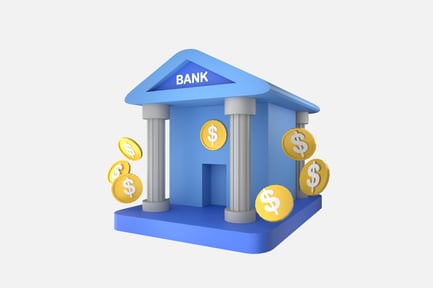 Preview: Minimal Bank Building 3D Illustration