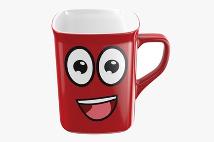 Preview: Cartoon Face Mug: Red Ceramic Kids Cup