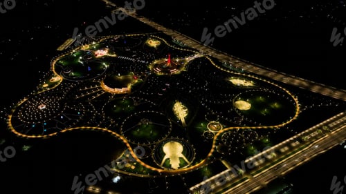 Preview: Yangi Ozbekiston (New Uzbekistan) park in Tashkent city at night