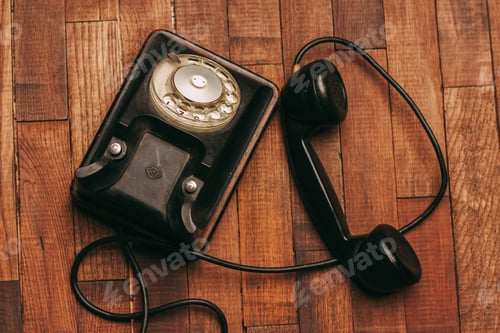 Preview: black retro telephone technology communication vintage classic style