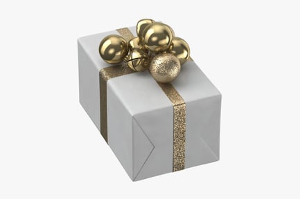 Preview: Christmas Gift Box with Golden Ornaments