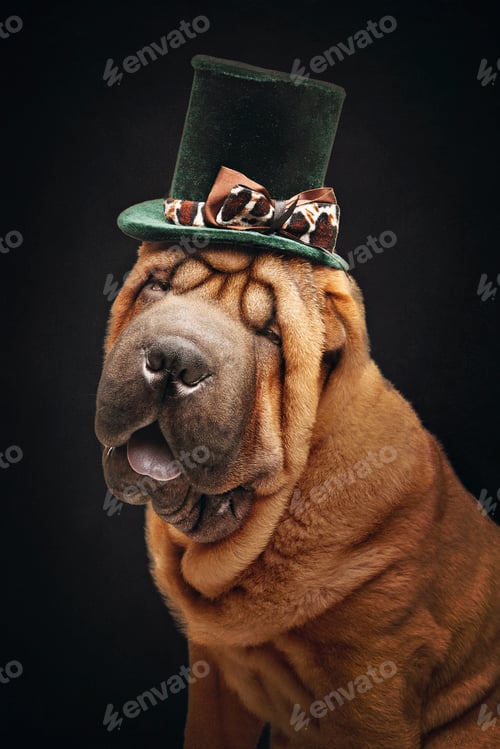 Preview: beautiful shar pei puppy in hat