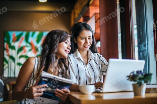 Preview: Two beautiful women talking everything together at coffee shop cafe